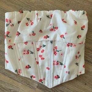 Princess Polly New Ivy Bustier White Floral Size 2
